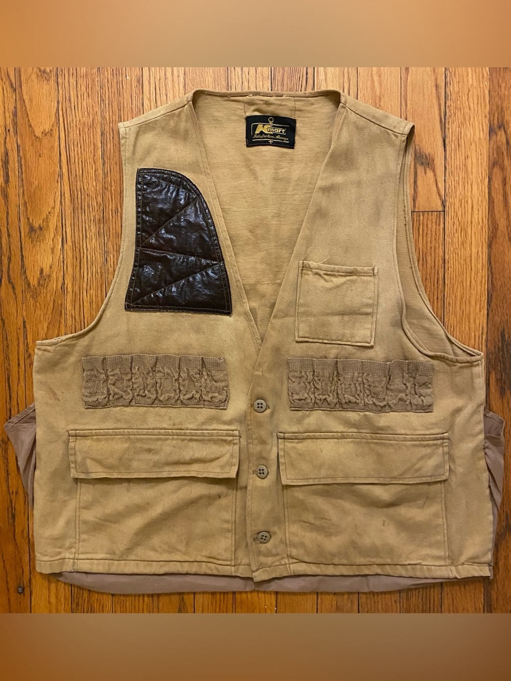 Vintage 1970s Kmart Duck Hunting Shooting Vest Tan Cotton Twill Medium